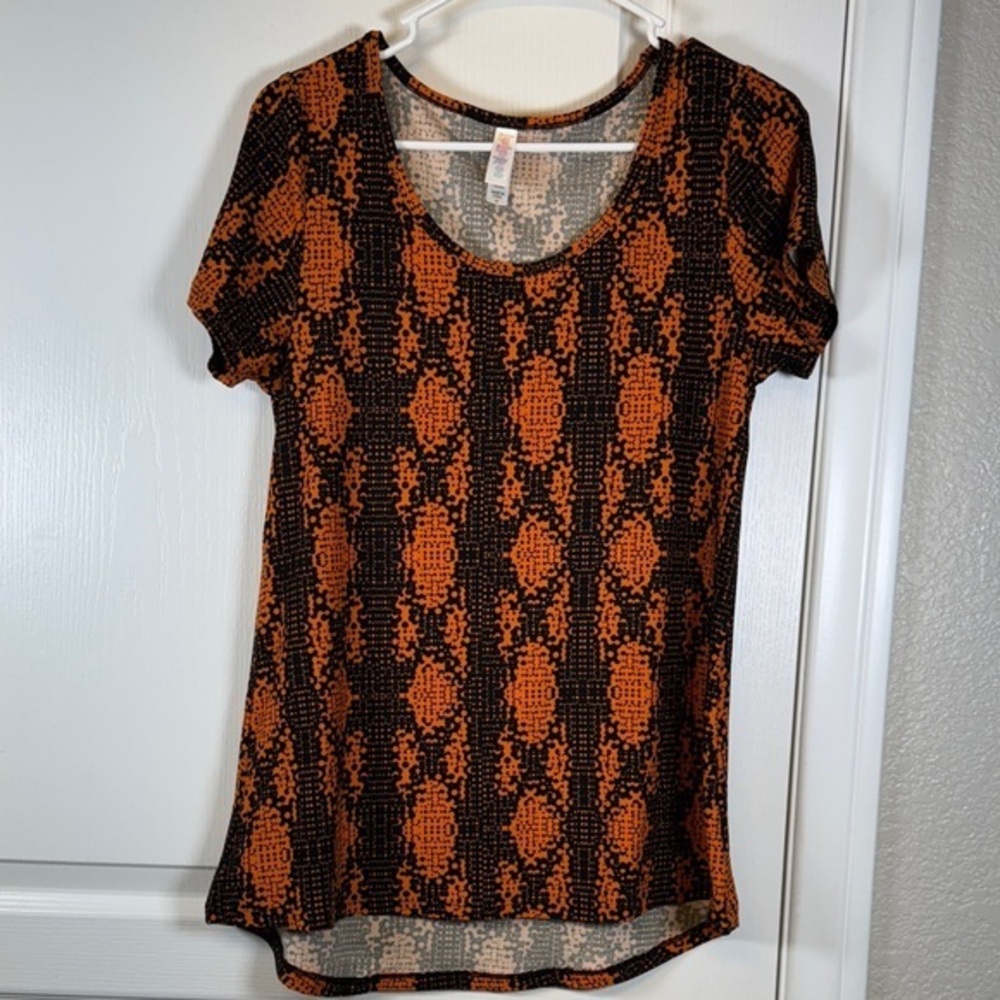 Lularoe Orange Black Classic Buttery Shirt Blouse Size XS NWOT #5845